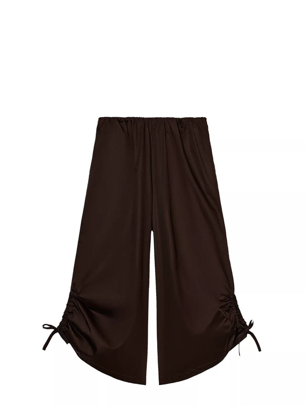 Zara Dark Brown Wide-Leg Adjustable Hem Culotte Pants Small